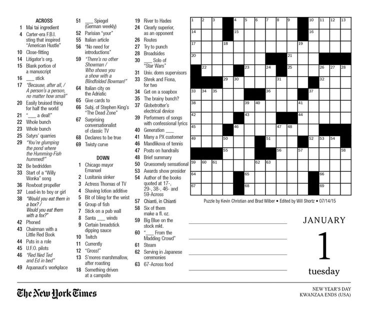 Free Printable Large Print New York Times Crossword Puzzle