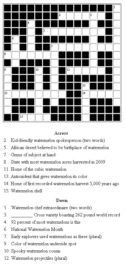 French Crossword Puzzle Printable