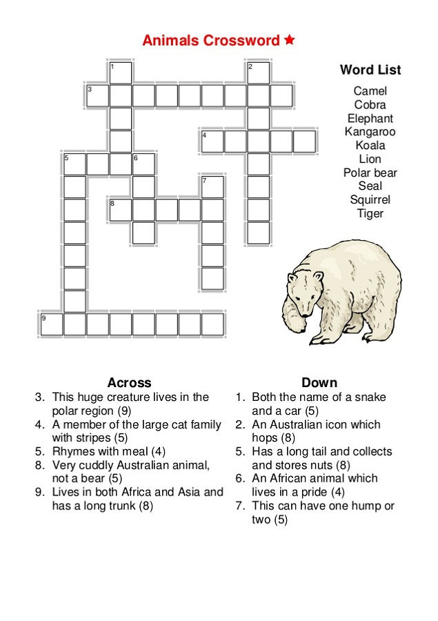 Animal Crossword Puzzles Printable For Adults Easy