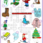 Winter ESL Printable Crossword Puzzle Worksheet For Kids