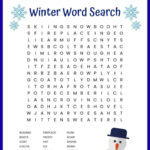 Winter Word Search Printable Worksheet With 24 Winter