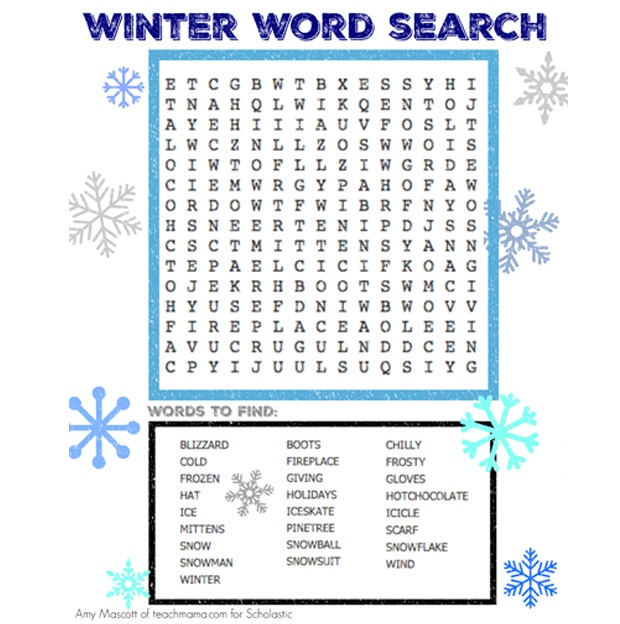 Winter Word Search Puzzle Central Mississippi Regional