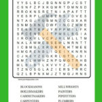 Word Search Puzzle About Tradesmen The Different Trades