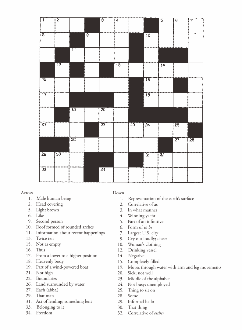 Crossword Puzzles Entertainment Printable