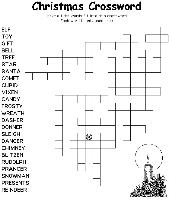 Christmas Crossword Puzzle Printable Hard