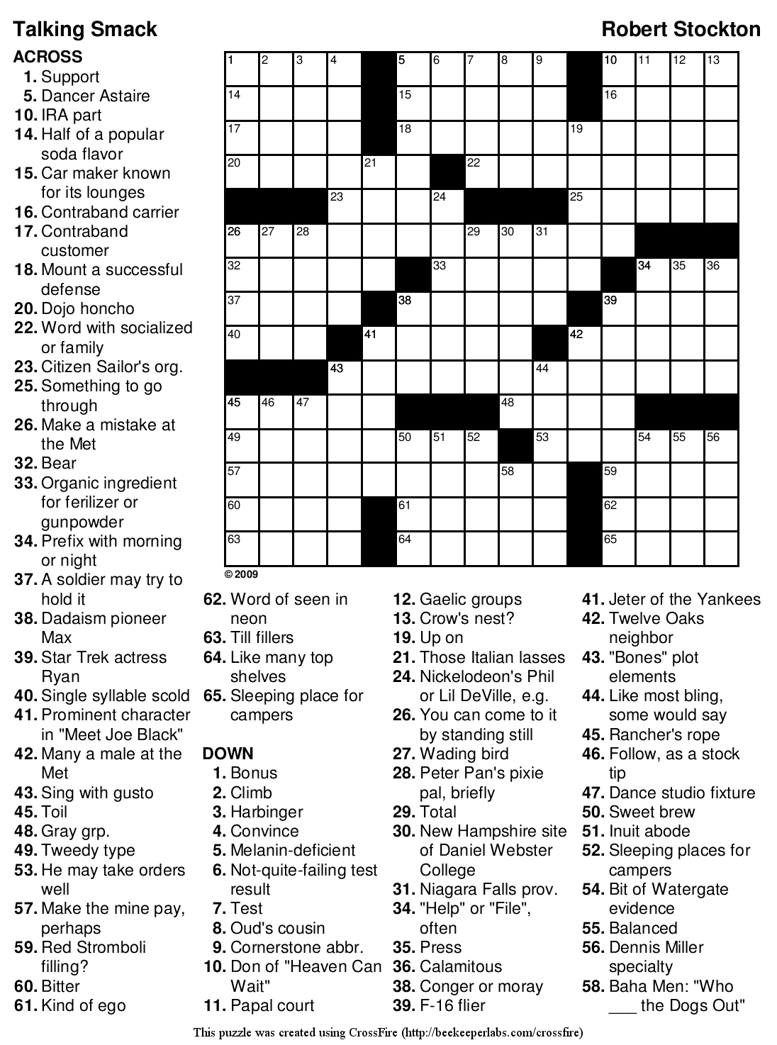 Free Pre Printable Crossword Puzzle 3