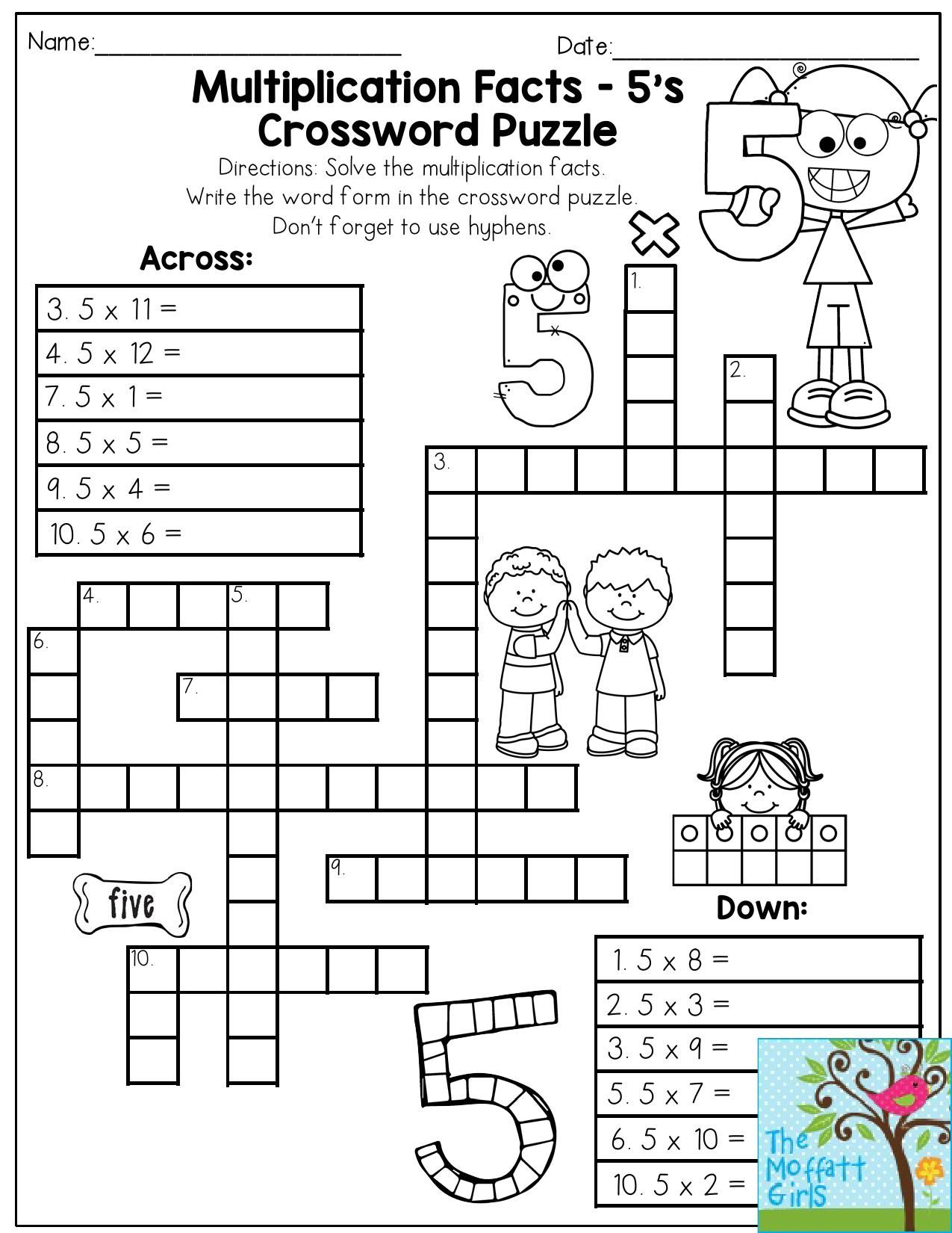 Free Printable Multiplication Crossword Puzzles
