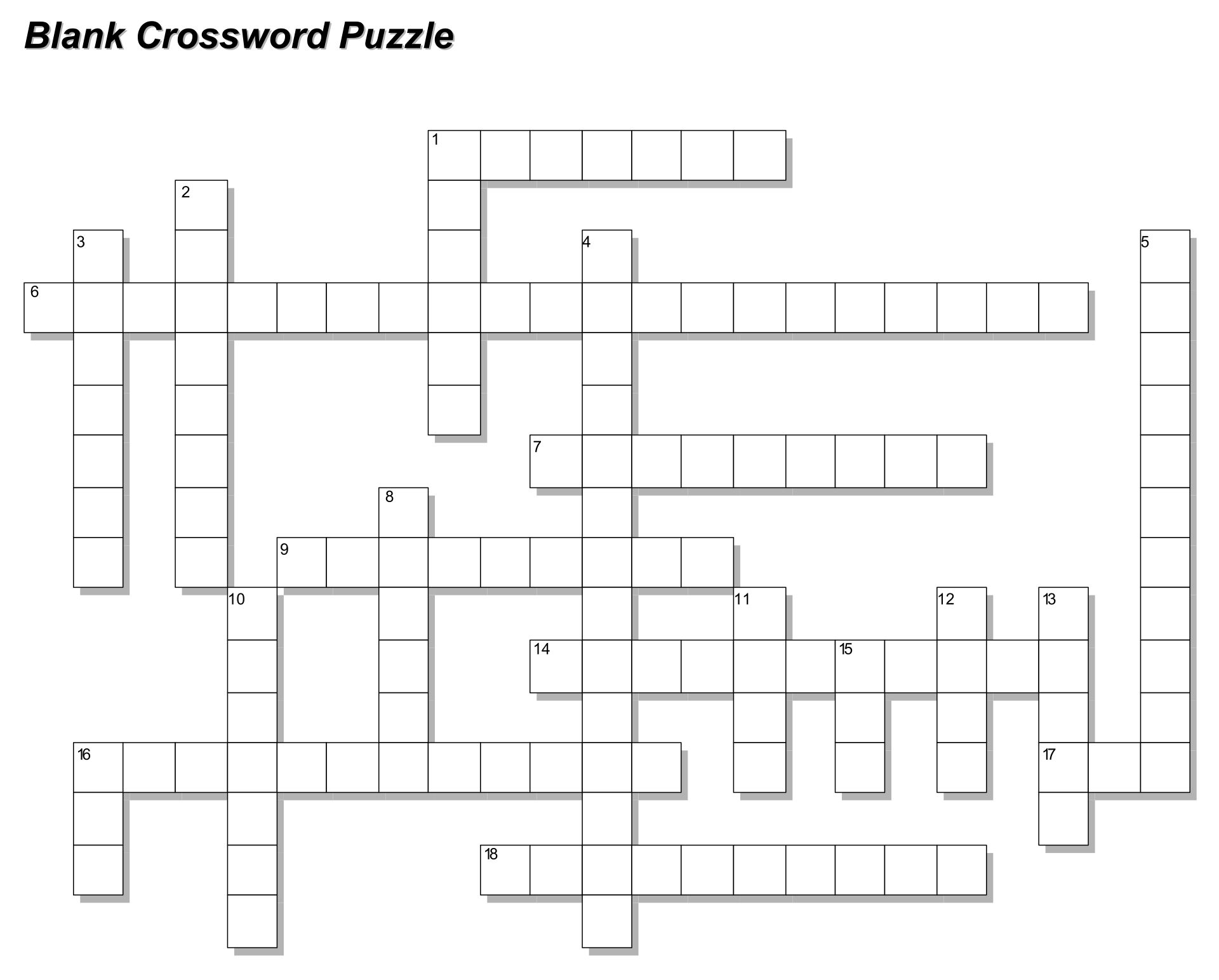 Free Blank Crossword Puzzles Printable