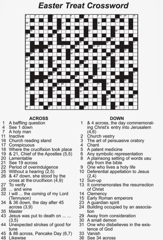 Printable Easy Crossword Puzzles Easter