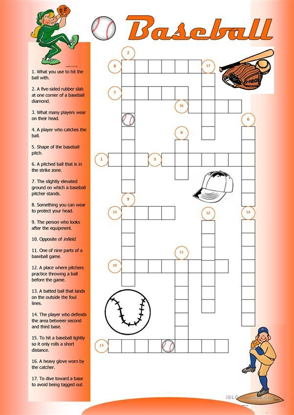 Baseball Crossword Science For Kids Homework Activities