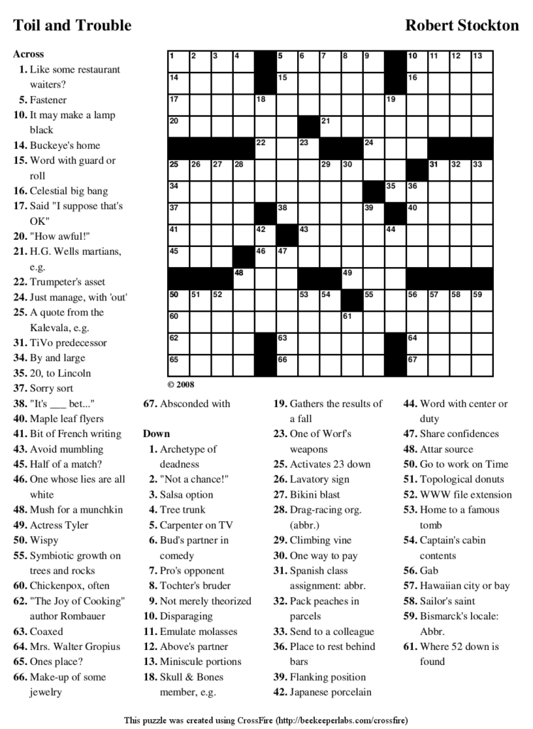 Beekeeper Crosswords Blog Archive Puzzle 71 Toil
