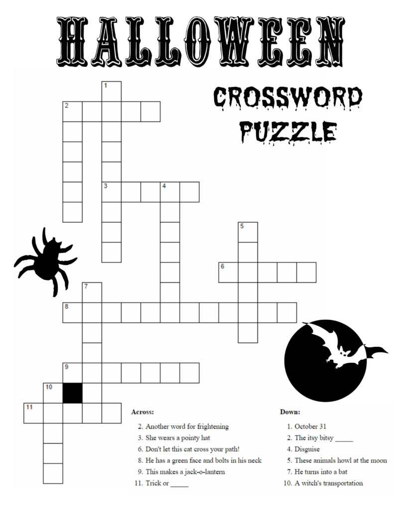 Crossword Kid Halloween Activities Halloween Crossword