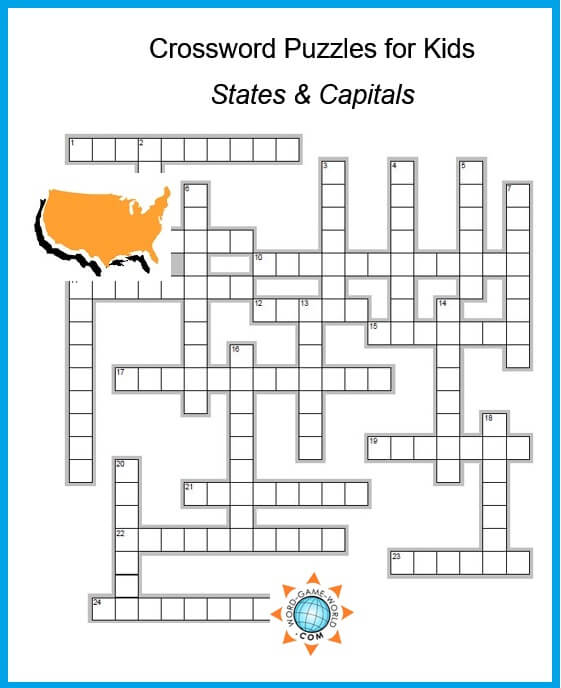 Crossword Puzzles For Kids States And Capitals