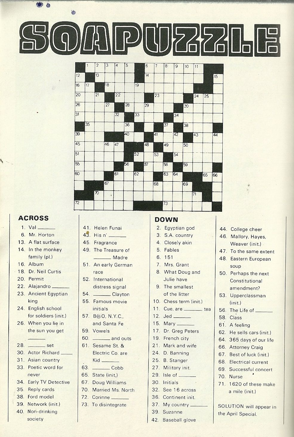 Days Of Our Lives Printable Crossword Puzzle