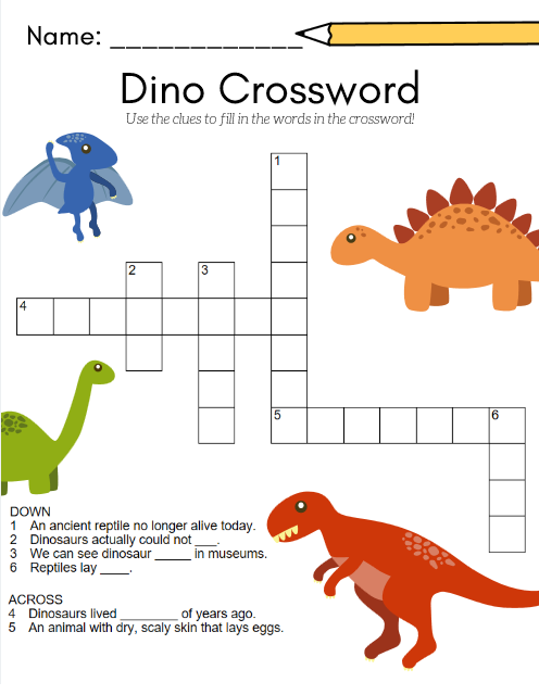 Printable Dinosaur Crossword Puzzles