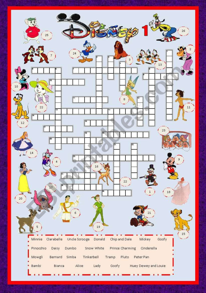 Disney Crossword Puzzles Printable For Adults Hard