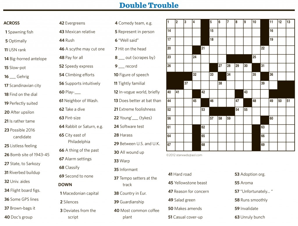 Double Trouble Crossword Puzzles Printable