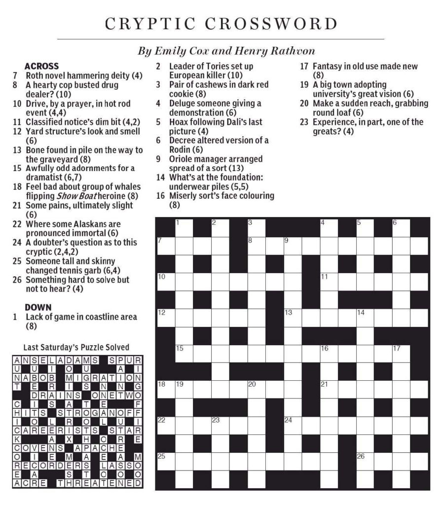 Eugene Sheffer Crossword Puzzle Printable Printable
