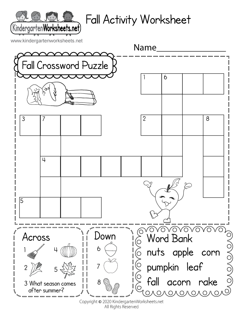 Free Easy Printable Crossword Puzzles For Kindergarten