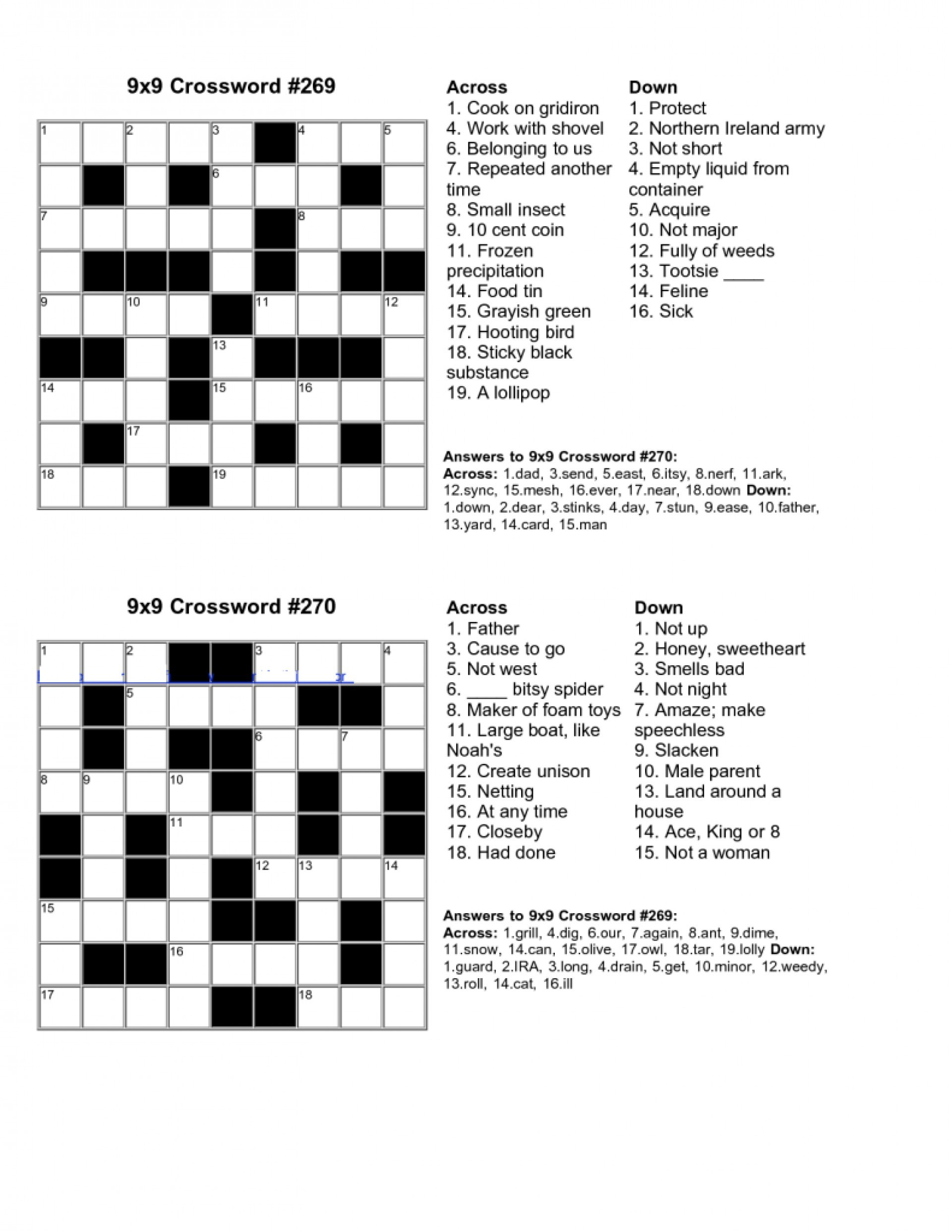 February Crossword Puzzle Printable Vpk