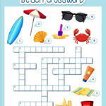 Free Kid S Crossword Worksheet To Learn Beach Items
