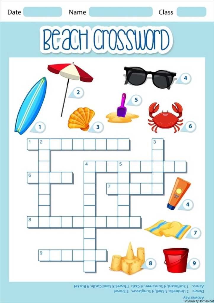 Beach Crossword Puzzle Printable