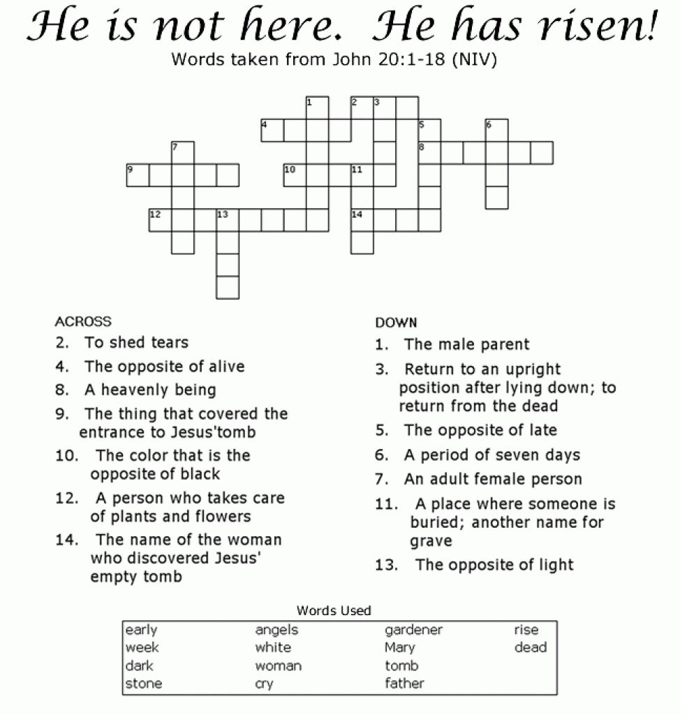 Large Printable Easter Crossword Puzzles