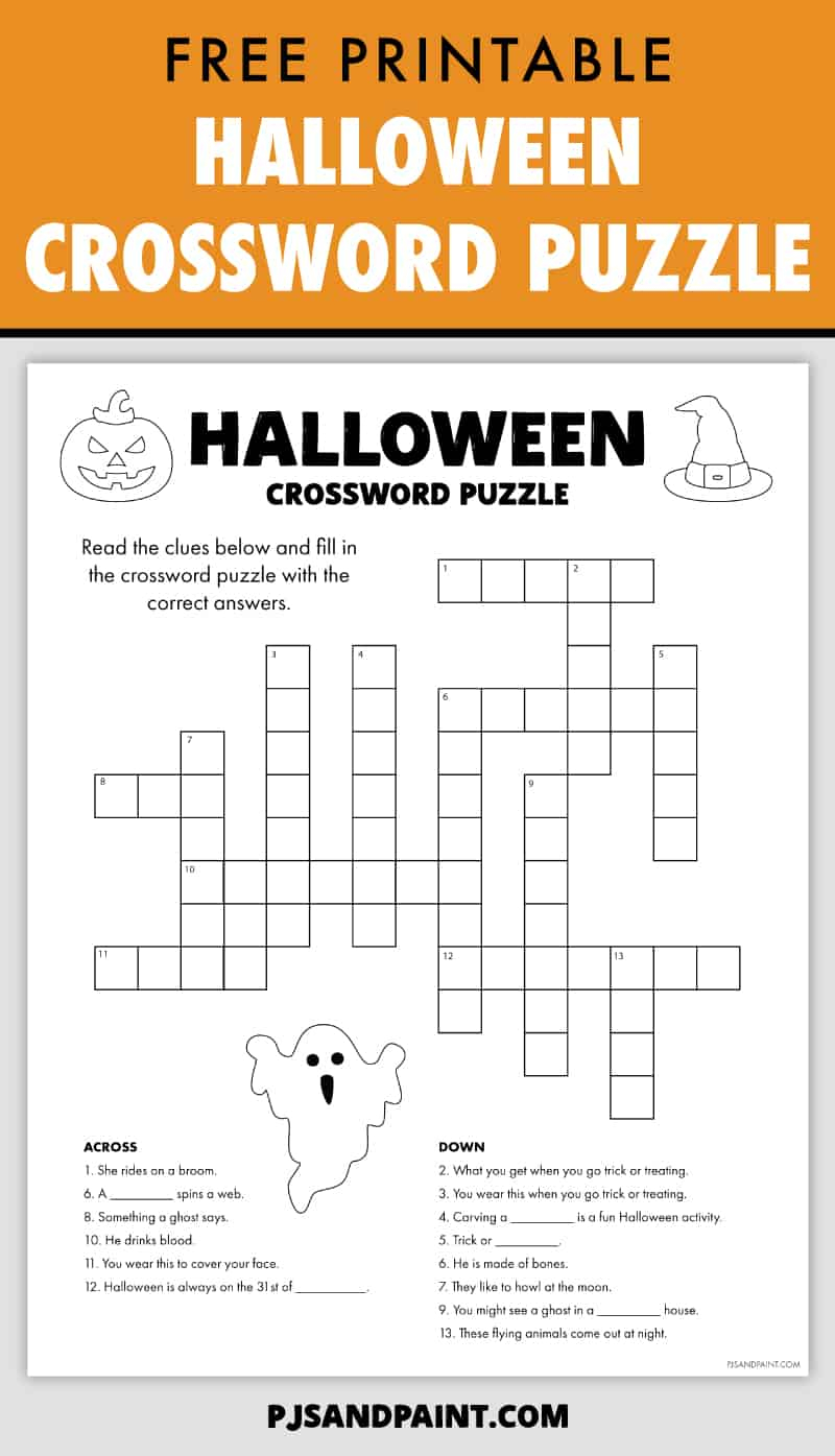 Halloween Crossword Puzzle Printable Free