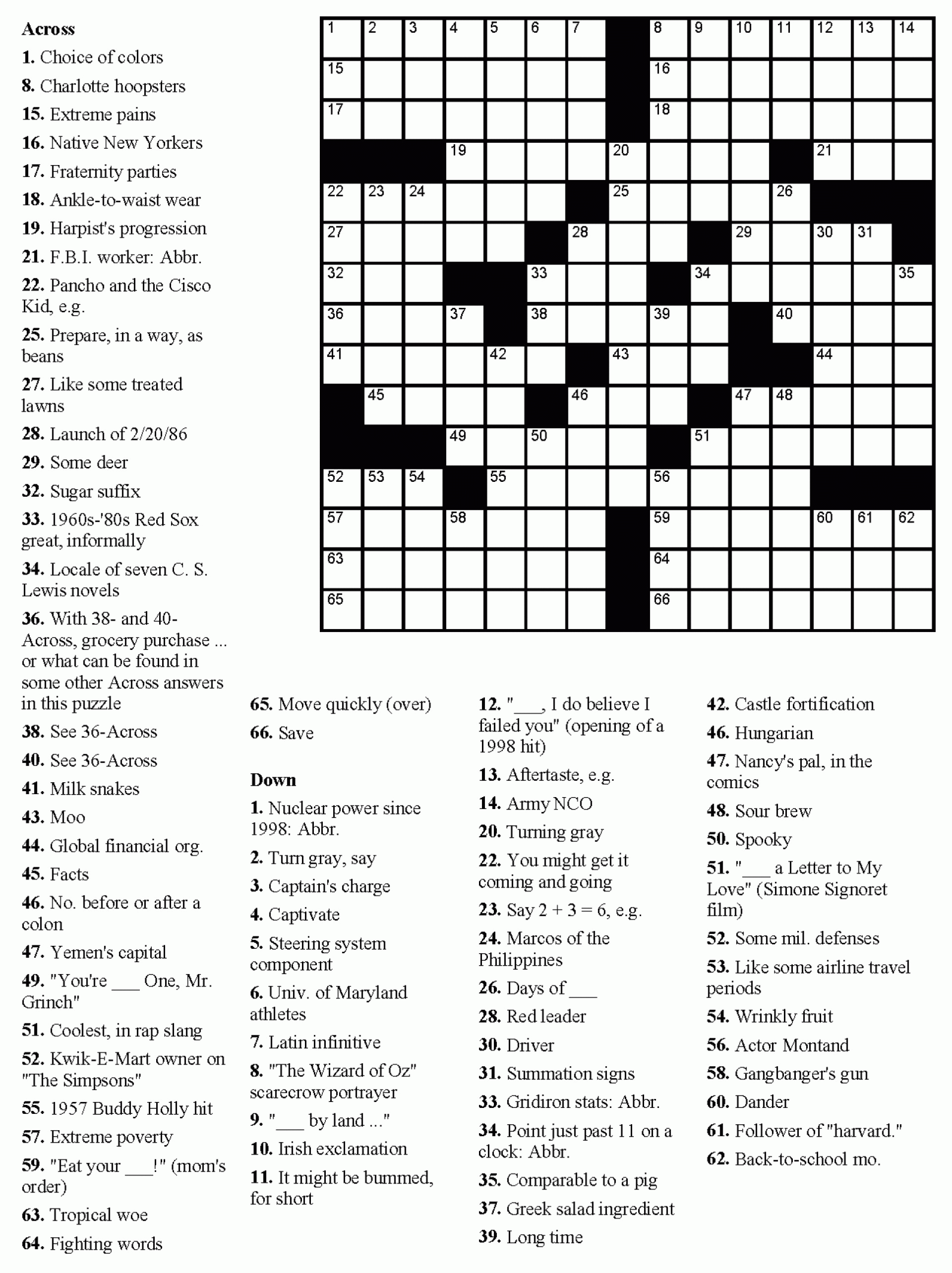 Theme Crossword Puzzle Printable
