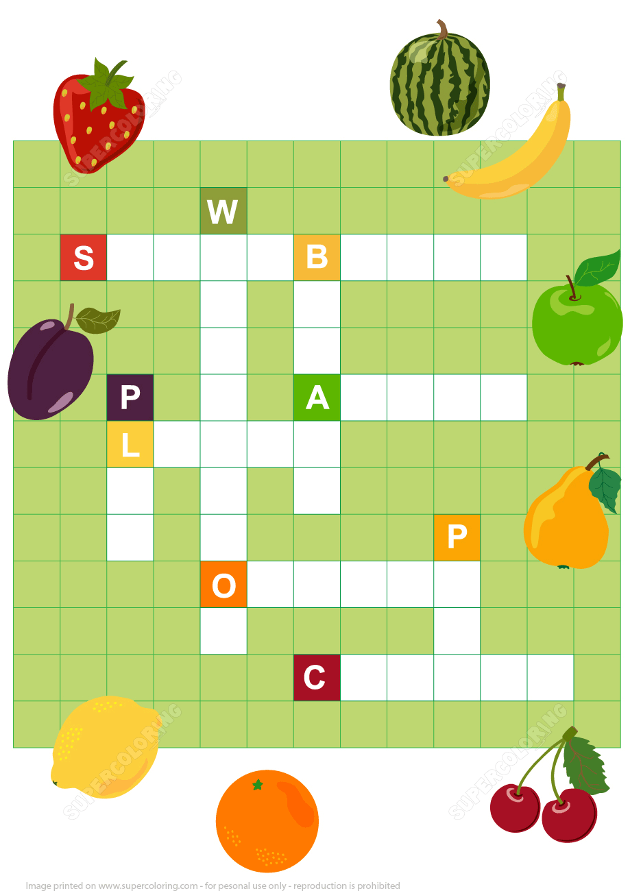 Fruit Crossword Puzzle Printable