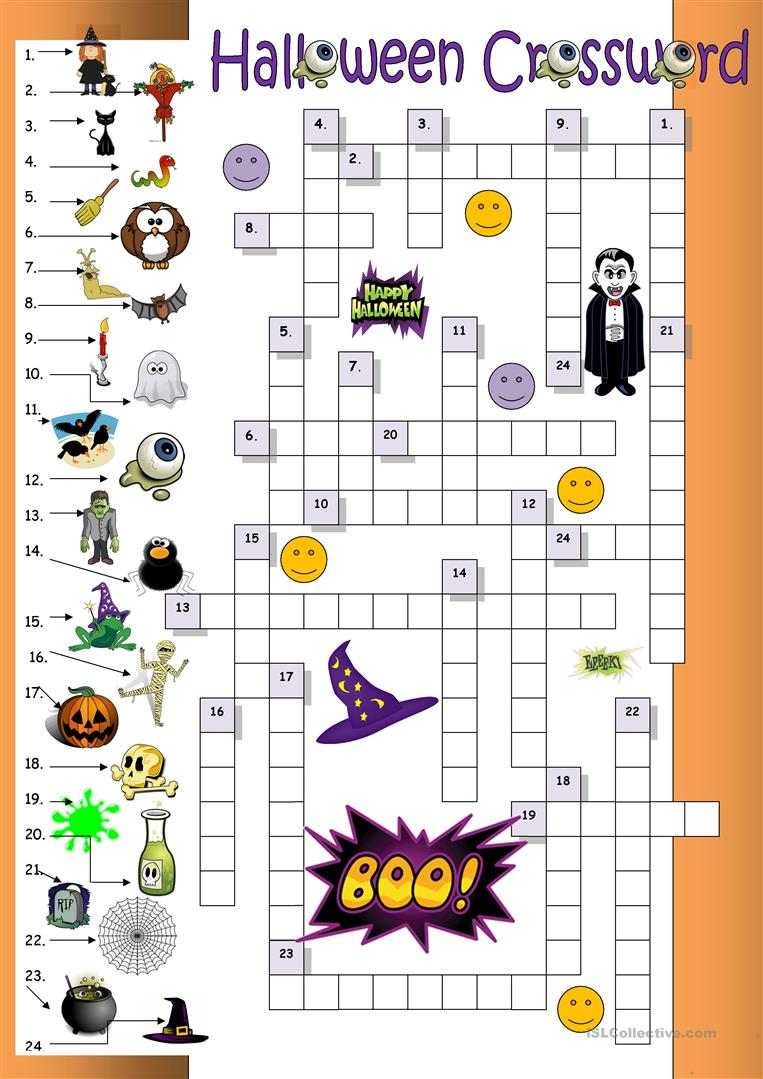 Halloween Crossword Puzzles For Kids Printable