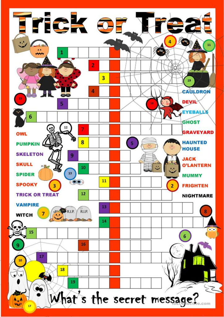 Halloween Crossword Puzzles For Adults Printable