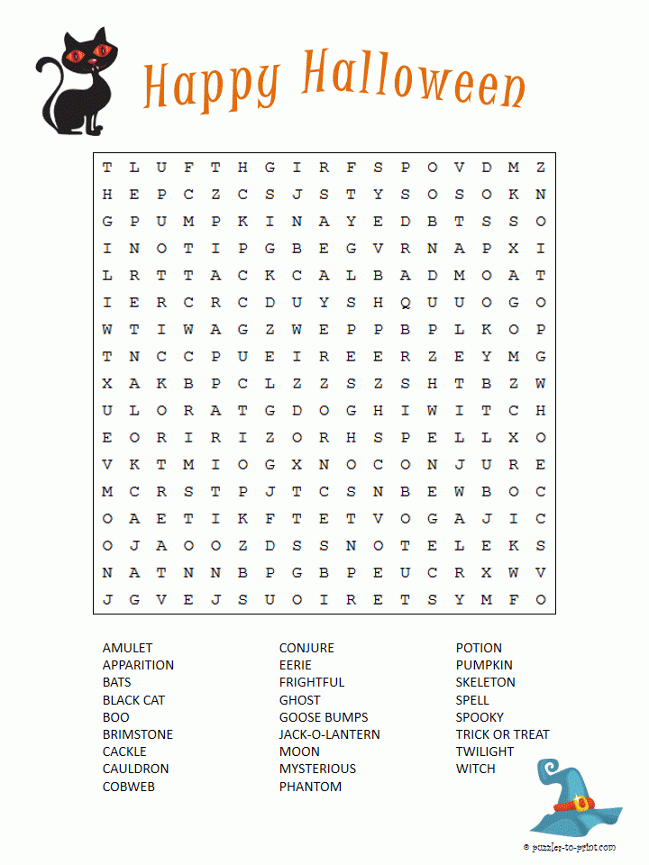 Printable Halloween Crossword Puzzles Word Searches