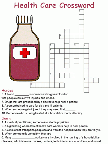 Printable Healthcare Crossword Puzzles