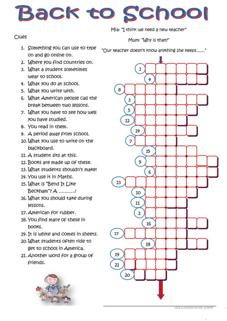 High School English Crossword Puzzles Printable