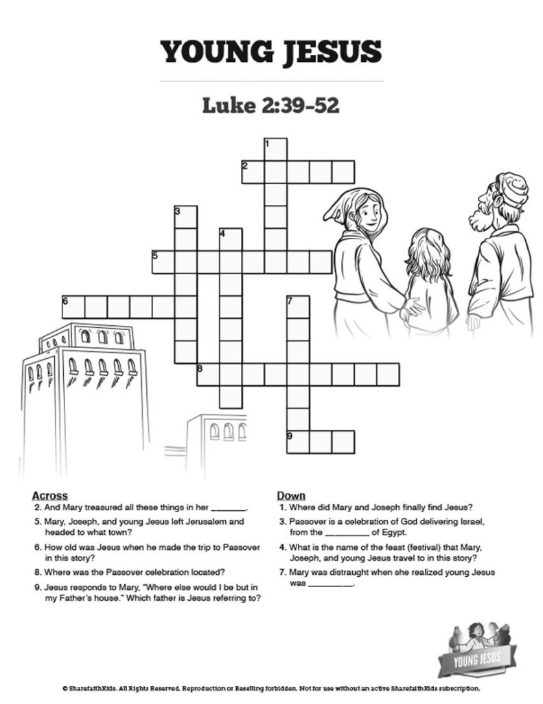Jesus Crucifixion Sunday School Crossword Puzzles A