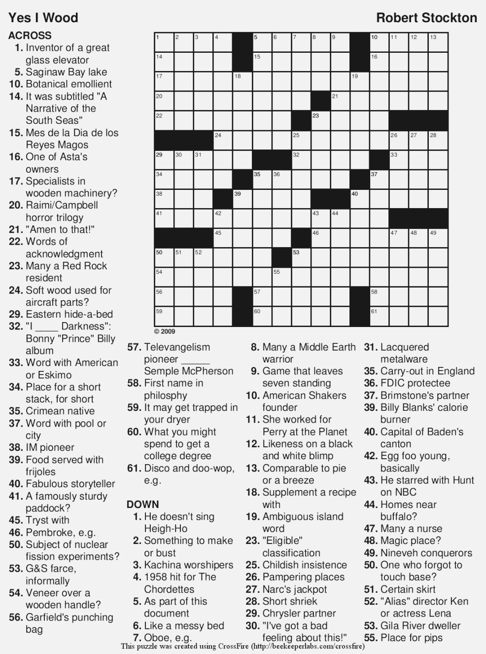 Free Printable Large Print Crossword Puzzles Visually Impaired
