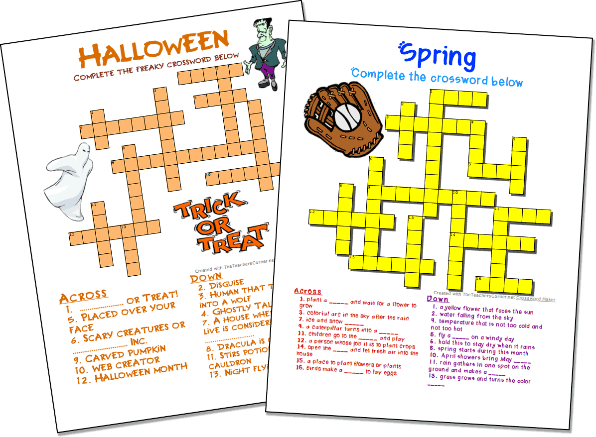 Theteacherscorner Net Printable Worksheets Make Your Own Crossword Puzzle Maker