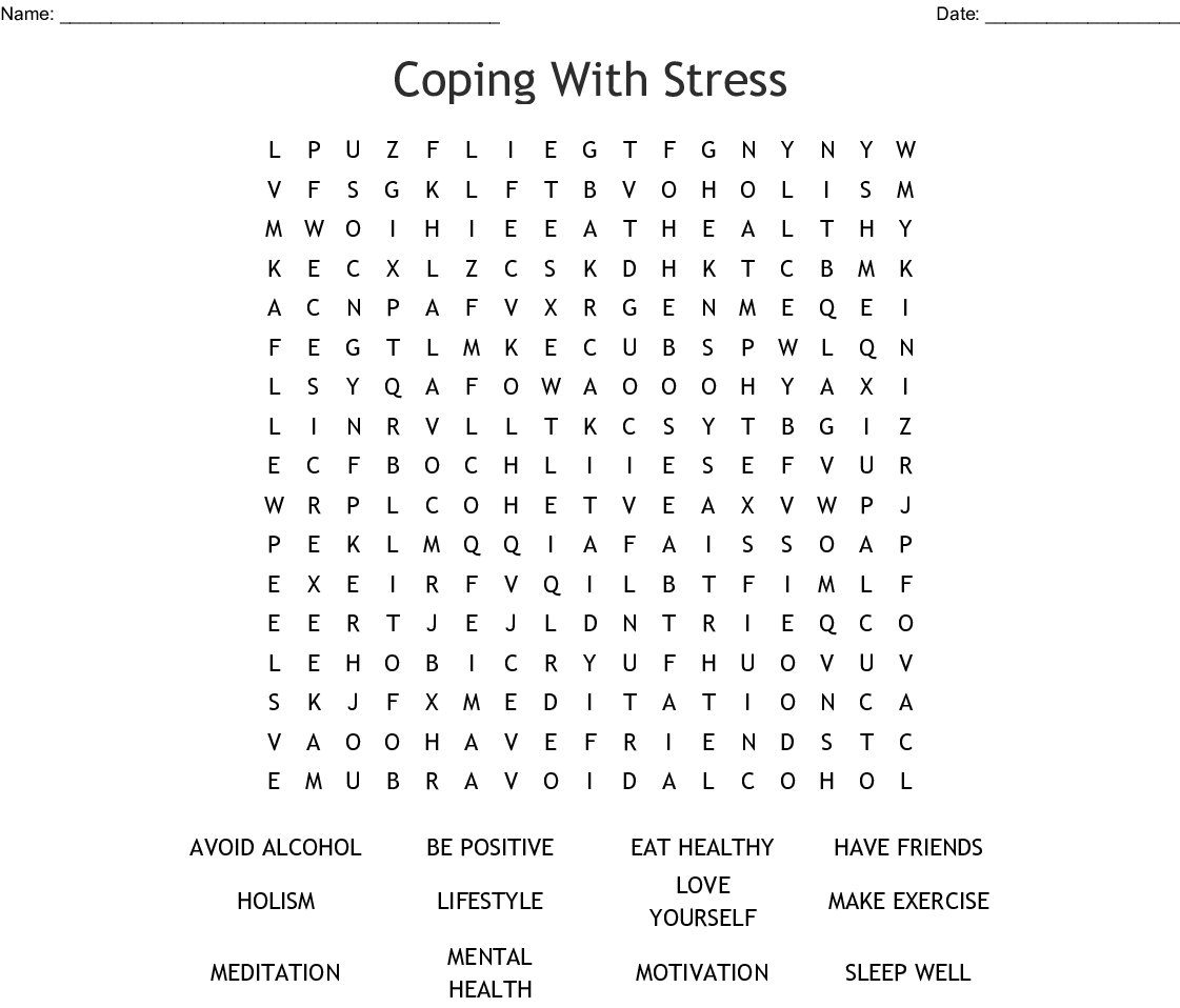 Stress Crossword Puzzle Printable