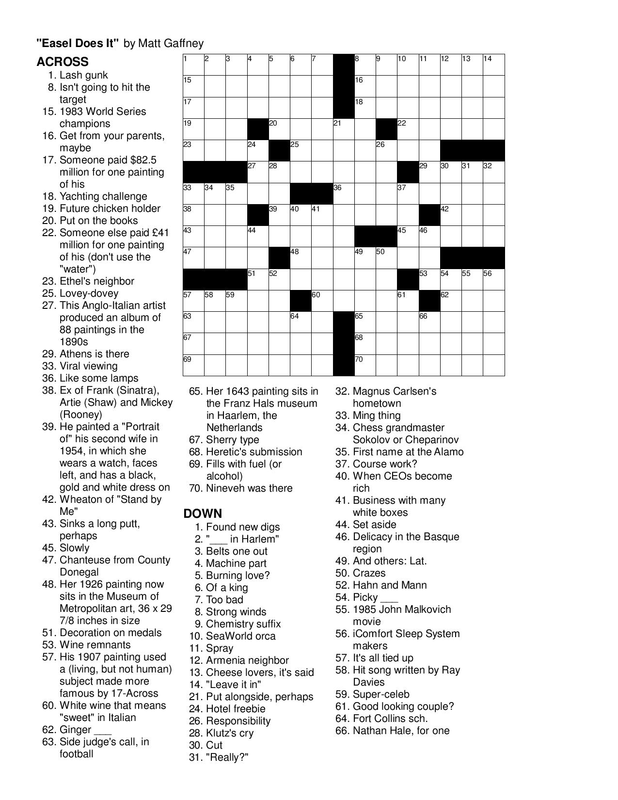 Printable Crossword Puzzles Matt Jones
