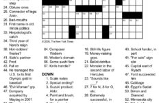 New York Times Crossword Printable Printable Template Free