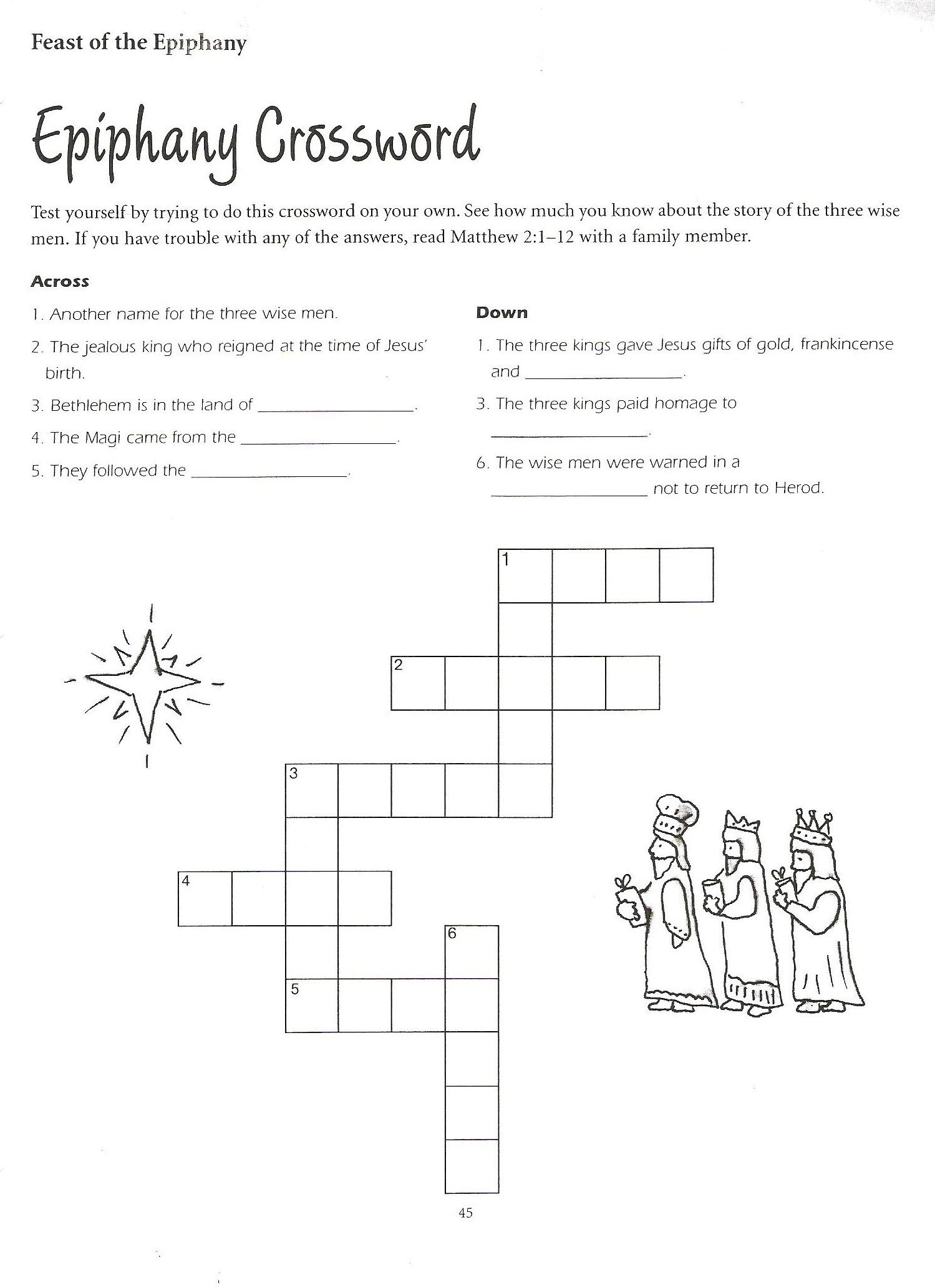 Printable Epiphany Crossword Puzzle