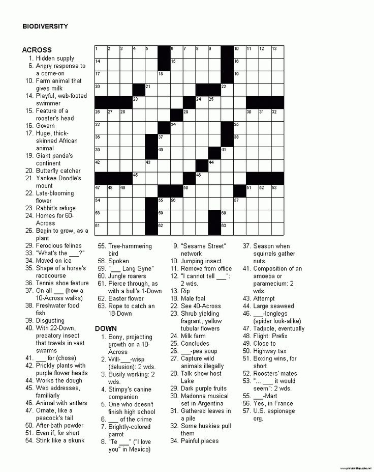 Pin On Printable Crossword Puzzles