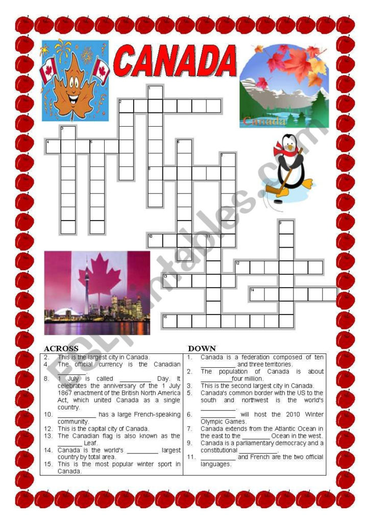 Printable Canadian Crossword Printable Crossword Puzzles