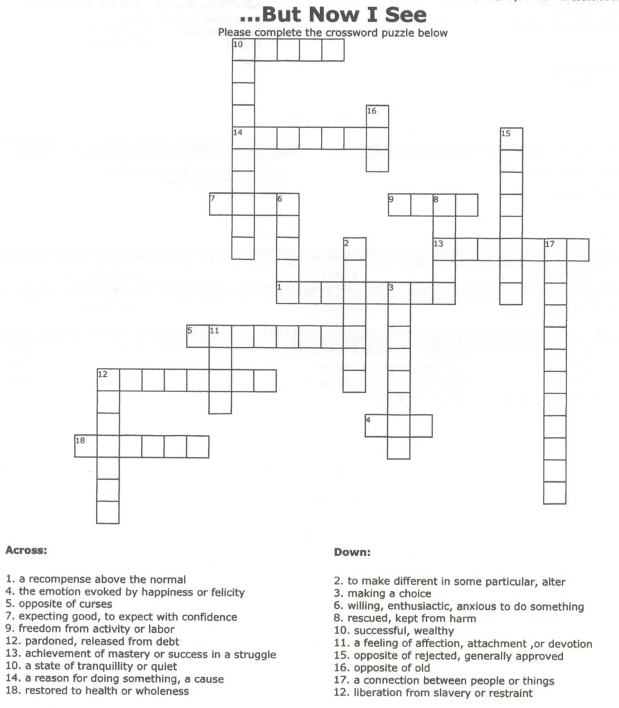 Printable Crossword Puzzles For Senior Citizens
