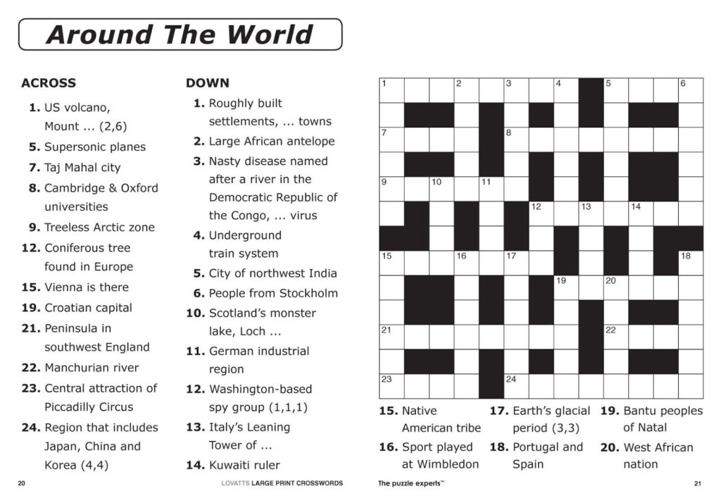 Printable Crosswords For Young Adults Printable