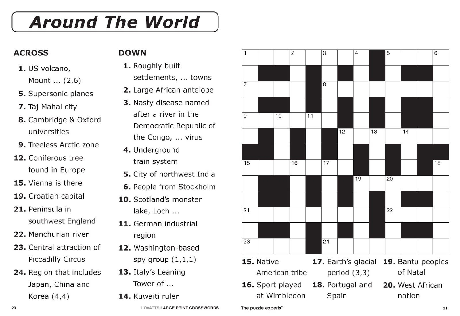 Free Printable Crossword Puzzles For Young Adults