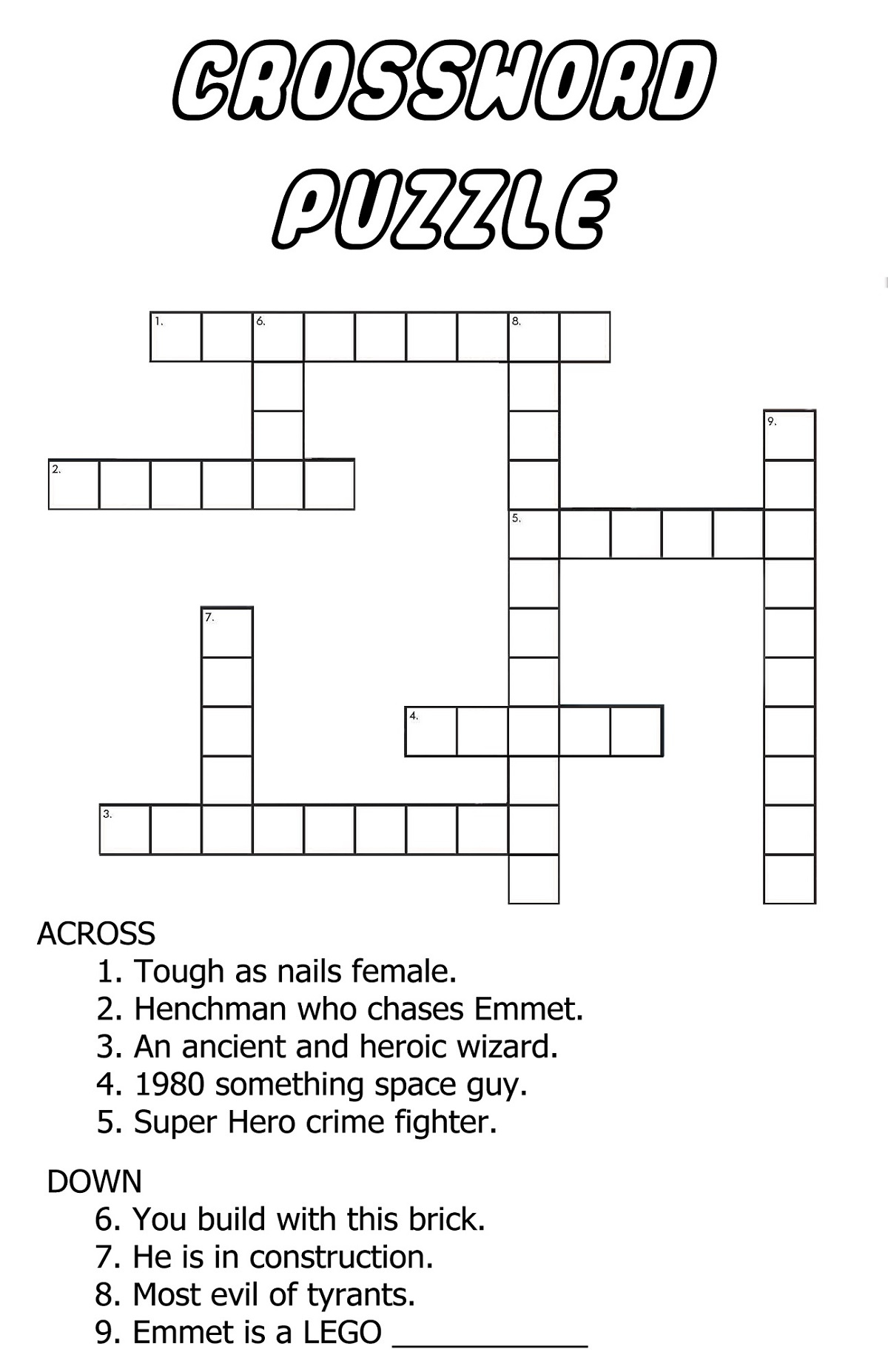 Kids Easy Crossword Puzzle Printable