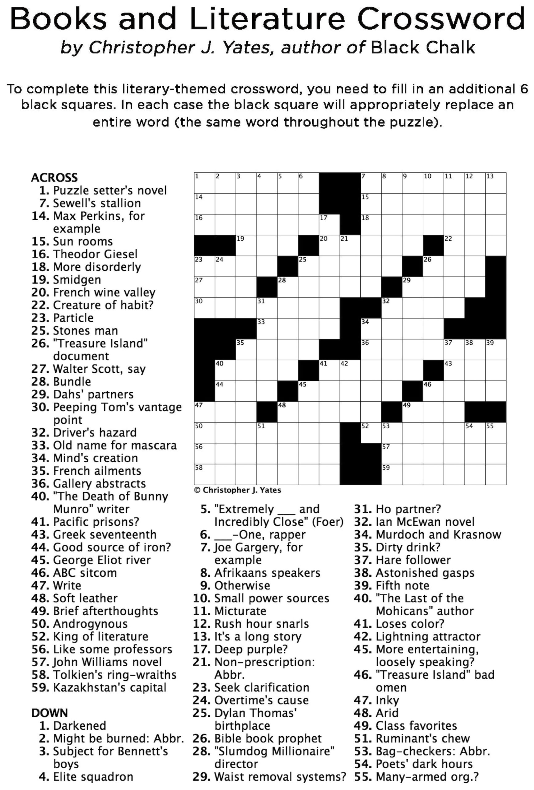 Bloomsday Literary Crossword Puzzles Printable