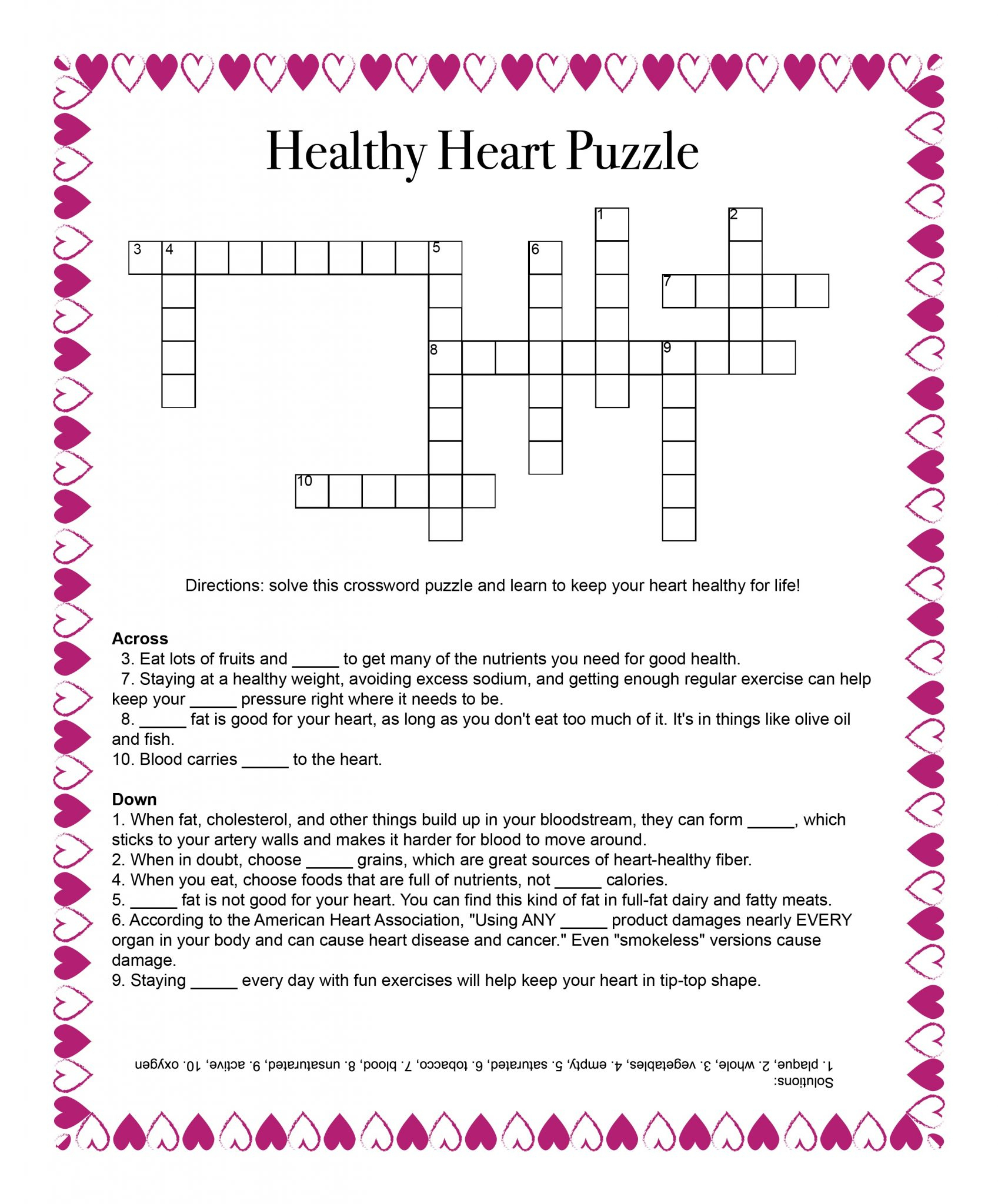 Printable Crossword Puzzles Health Food